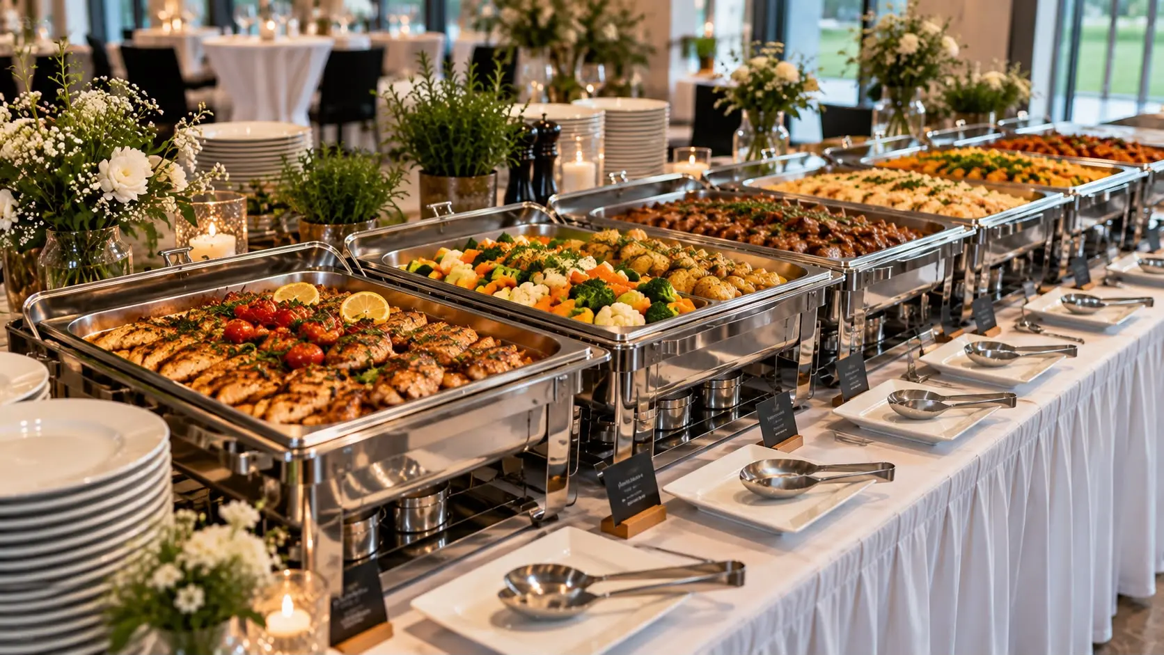 Chafing line in a dining room